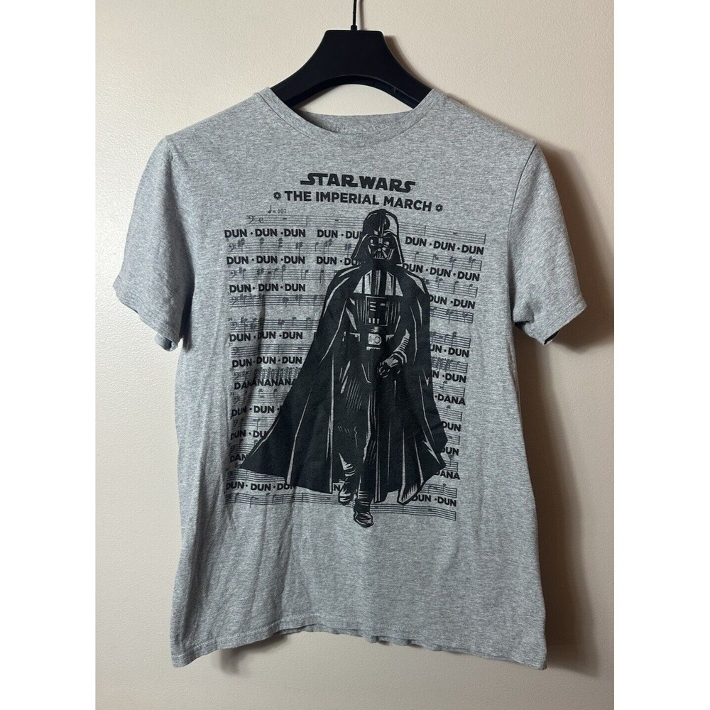 Star Wars T-Shirt Mens Medium Gray Graphic Death Vader Imperial March Mad Engine
